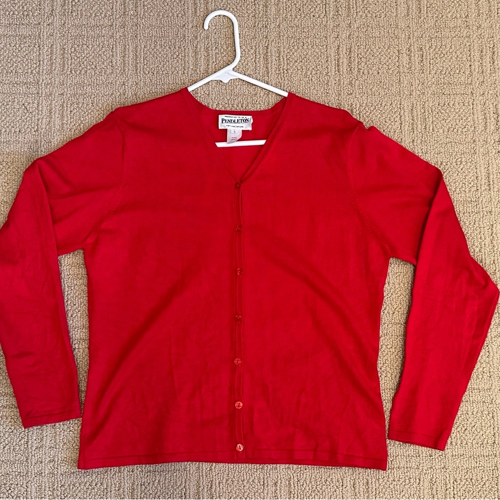 Women’s Pendleton Red Silk Cardigan Sweater